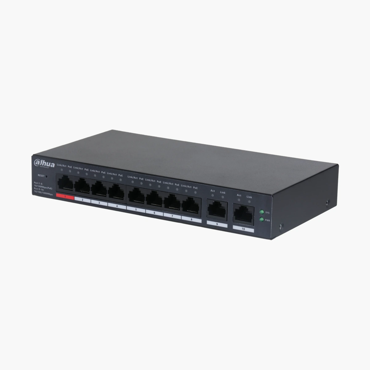 CS4010-8ET-110 — 8-портовый настольный 100-мегабитный коммутатор с облачным управлением и PoE